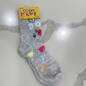 Tootsie DOTS Candy Kids Socks Gray Colorful Gumdrop‎ Pattern Size 9–3.5 NWT